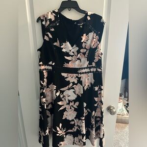 Karl Lagerfeld Black Dress with Pink and White Floral Accents